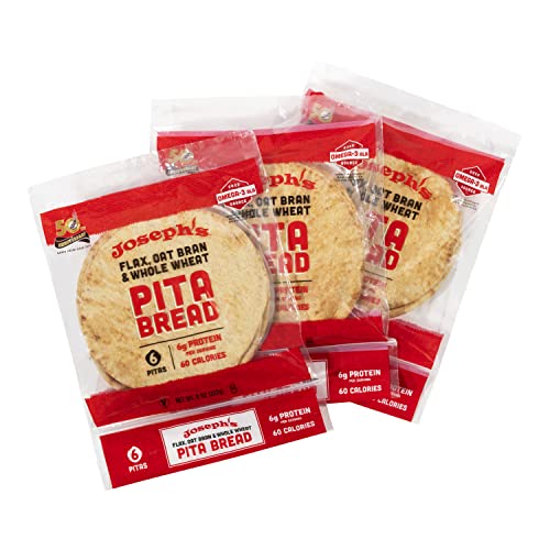 Joseph's Pita Bread Value 3Pack, Flax Oat Bran and Whole Wheat, 7g
