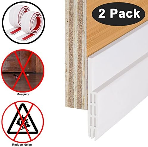 Under Door Sweep Door Draft Stopper Self-adhesive Weather Stripping Door Bottom Seal Strip door draft stopper door weather seal,2" Width x 39.7" Length, 2 Pack
