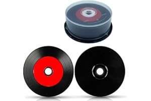 TEMLHMY 25PCS CD-R Blank Discs 700MB 80min 52X Recordable Disc for Music and Data with White Inkjet Printable Center and Blac