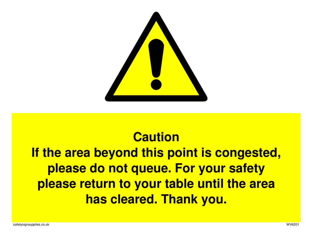 Pack of five - Caution if area beyond this point is congested, please do not queue Sign - 200x150mm - A5L