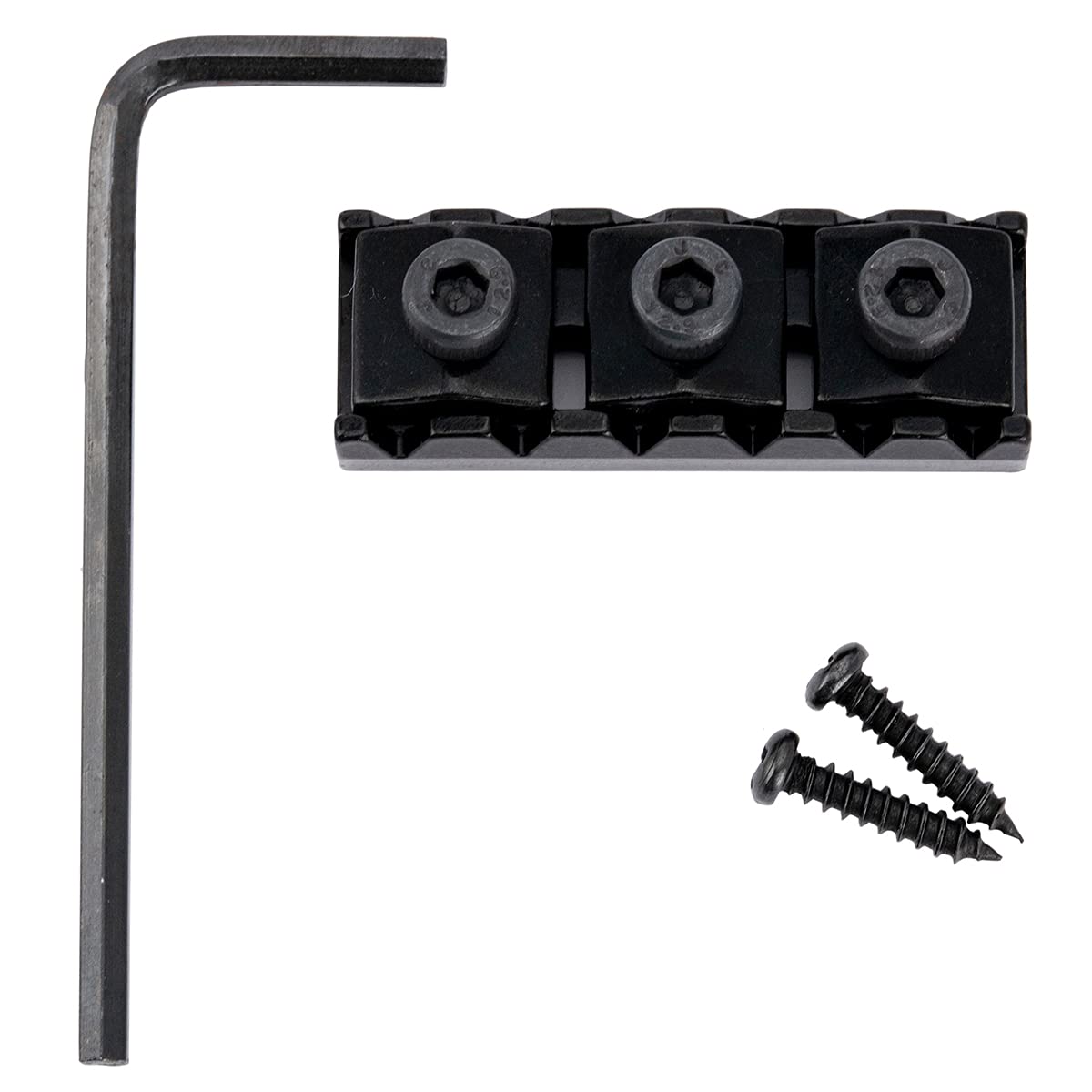 Musiclily Pro 42mm Steel Guitar R2 Locking Nut String Lock for Floyd Rose Tremolo Bridge Electric Guitar, Black