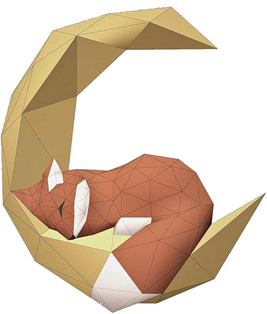 Handgefertigtes Basteln Fuchs Mond Origami 3d Kunsthandwerk Aus