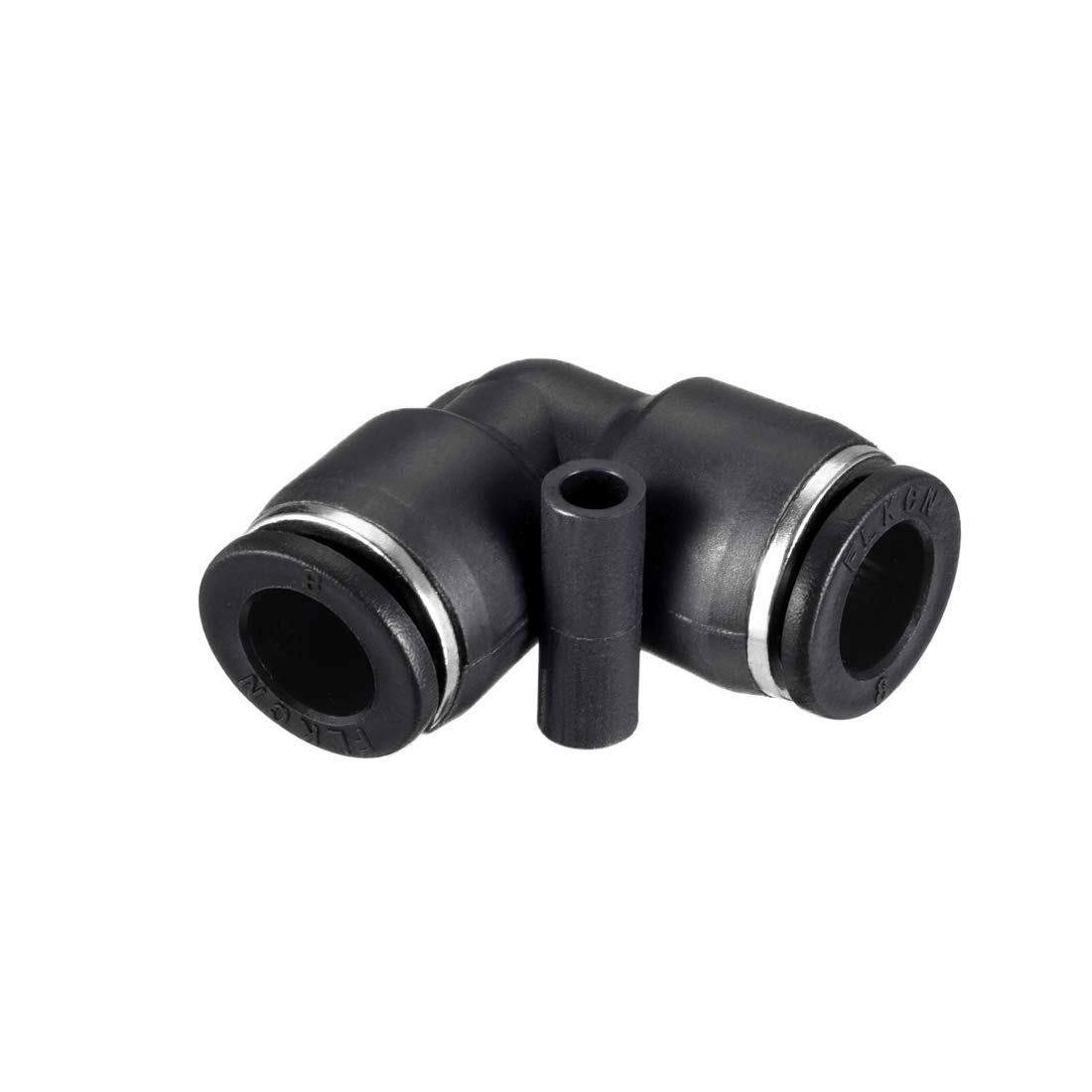 sourcing map Plastic Elbow Push to Connect Tube Fitting 8mm Tube OD Pneumatic Air Push Fit Lock Fitting Black 2pcs