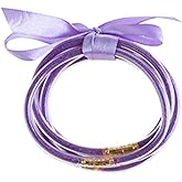 COLORFUL BLING Glitter Jelly Bangles Bracelets Set for Women Filled Silicone Party Bar Costume (C purple) 8 inch