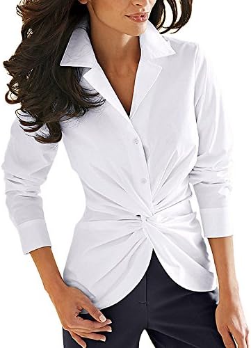 Kaigenina Womens Long Sleeves Button Down Pullover Stretch Formal Casual Shirt