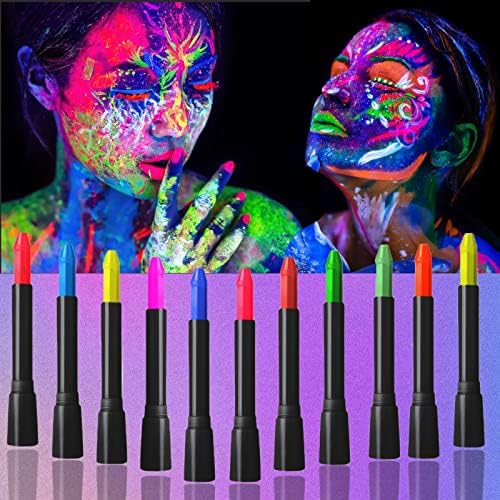 12 Color Glow in The Dark Face Body Paint Under UV Black Light ,Neon Face Paint Makeup Body