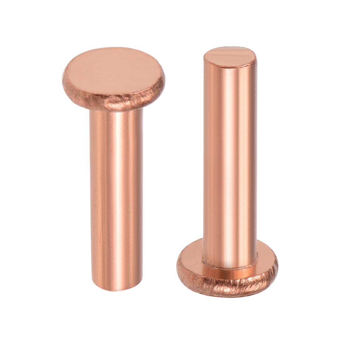 sourcing map 10Pcs 15/64" x 1" Flat Head Copper Solid Rivets Fasteners