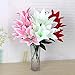 Artfen Artificial Lily 10 Heads Fake Lily Artificial Flower Wedding Party Decor Bouquet Home Hotel Office Garden Craft Art Decor Rose Red