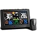 Wireless Weather Station, Houzetek S657 Indoor Outdoor Thermometer Color Home Alarm Clock with Temperature and Humidity Monitor, Large Display Digital Tabletop Hygrometer Outdoor Sensor, USB Port