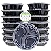 Freshware 15-Pack 9-Inch Round 3 Compartment Bento Lunch Boxes with Lids - Use for Meal Prep, Portion Control, 21 Day Fix, and Food Storage Containers (32oz)