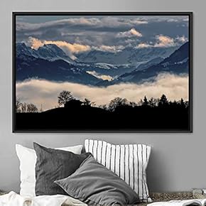 signwin Framed Canvas Wall Art Foggy Mountains Aerial...
