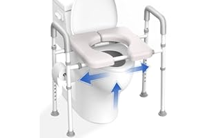 AGRISH Raised Toilet Seat with Handles - Width & Height Adjustable Toilet Seat Risers for Seniors, Heavy Duty Handicap Toilet Riser, Fit Any Toilet, Up to 400lbs