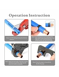 IWISS Kit de herramientas de crimpado de tubería PEX con cabezal de ángulo combinado utilizado para 1 2" y 3 4" Pex Crimp con calibre Go No Go con cortadores de tubería PEX se adapta a todos los estándares US F1807