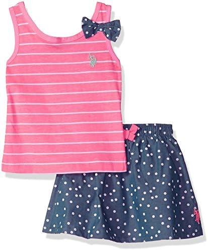 U.S. Polo Assn. Girls' Fashion Top and Skirt Set