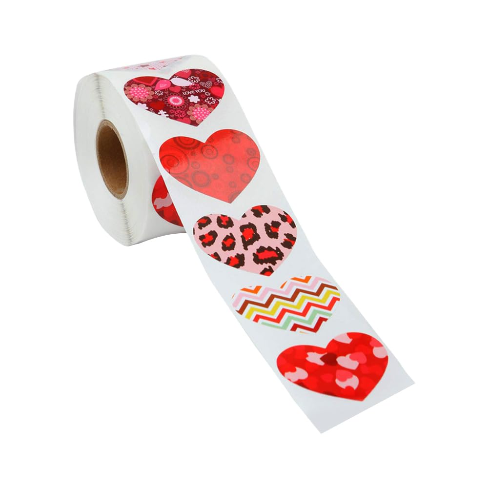 NUOBESTY 500pcs Heart Shape Stickers Self-Adhesive Love Labels for Valentine's Day Envelope Scrapbook Card Decors