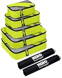 HERO Packing Cubes (5 Set) - Travel Organizers with 2 Bonus Laundry Bags - Includes Ebook on How To Pack A Suitcase by Asher & Lyric