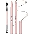 Anjoize Eyebrow Pen 2PCS Microblading Eyebrow Pencil,4 Tip Eye Brow Pen and Dual-Ended Eyebrow Brush,Waterproof,Long Lasting,Brow Pencil with Hair like Strokes(Dark Brown)