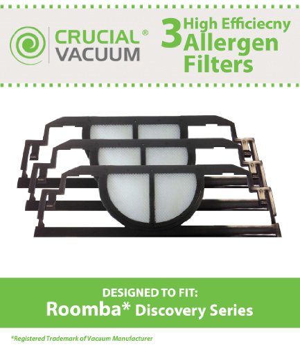 Crucial Vacuum Replacements for Roomba iRobot Discovery Filters, Compatible with Part # 4910 (3 Pack)