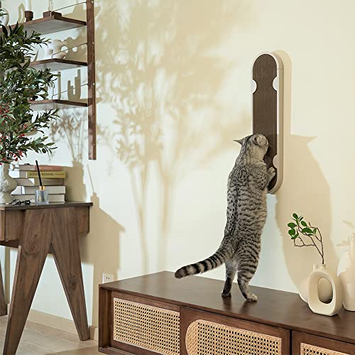 Cat Scratching Post Include No Drilling Wall Mount Way, OKCAT Wooden Wall Mounted Cat Scratcher, 2 Pack Replaceable Floor or Wall Cat Scratchers for Indoor Cats or Kittens (24 x 6 Inches)