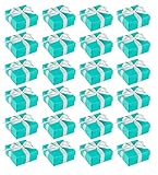 Wedding Gift Boxes - 24 Pack Candy Favor Boxes, DIY Assembly Small Treat Boxes, Perfect for Guest Favors, Anniversary, Proposal and Engagement Party, Turquoise, 3.7 x 3.7 x 1.6 Inches