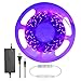SOLMORE UV LED Blacklight Strip Light Fixture 16.4Ft/5M 2835SMD,Flexible Waterproof Purple UV LED Light Strip with 48W DC12V 5A Power Supply for Fishing Check Sterilization Halloween Light Party