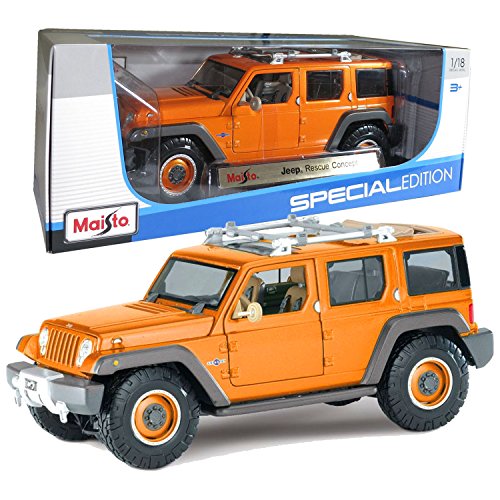 Maisto Year 2014 Special Edition Series 1:18 Scale Die Cast Car Set - Orange Color Sports Utility Vehicle JEEP RESCUE CONCEPT (SUV Dimension: 10