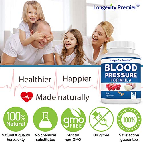 Longevity Blood Pressure Formula [90 Capsules] with 12+ Natural Herbs