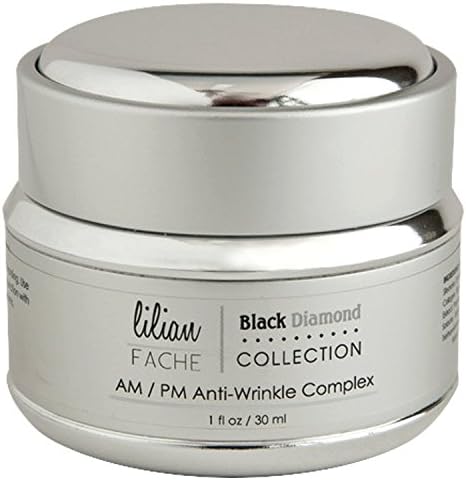 AM/PM Face Moisturizer Anti-Aging Wrinkle Complex By Lilian Fache - Black Diamond Dust Infused - Skin Repair, Deep Wrinkle, Fine Line Correction and Collagen Restoring Cream, 1oz./30ml - Pack of Three