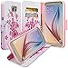 Galaxy S7 Edge Case, Samsung Galaxy S7 Edge Wallet Case, Wrist Strap Flip Folio [Kickstand Feature] Pu Leather Wallet Case with ID&Credit Card Slot For Galaxy S7 Edge, Pink Lotus