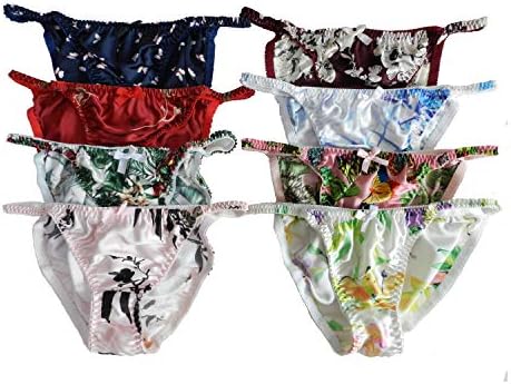 Panasilk Women's Silk String Bikini Flower 8 Pairs in One Economic Pack (26-41")