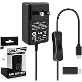 GeeekPi 20W 5V 4A Power Supply for Raspberry Pi 4/Orange Pi 5/5B, UL Listed Type C Power Supply with ON/Off Switch