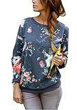 Oops Style Womens Crewneck Long Sleeve Printed Floral Pullover Sweatshirts