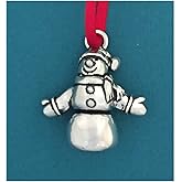 Basic Spirit Mini Snowman Wee Pewter Ornament for Christmas Holiday Tree Decoration Home Collection