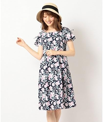 Amazon フェルゥ Feroux 洗える アクアレルフラワー ワンピース ネイビー系3 2 ワンピース チュニック 通販