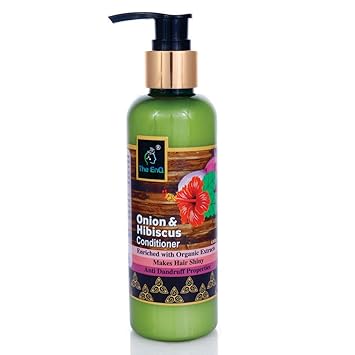 The EnQ Onion Hibiscus Conditioner 200 ml with Organic Extracts Make Hair Shiny, Anti Dandruff Properties, Minimises Hair Thinning and Breakage