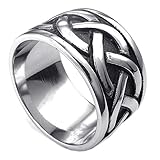KONOV Mens Stainless Steel Ring, Vintage Celtic Knot, Black Silver