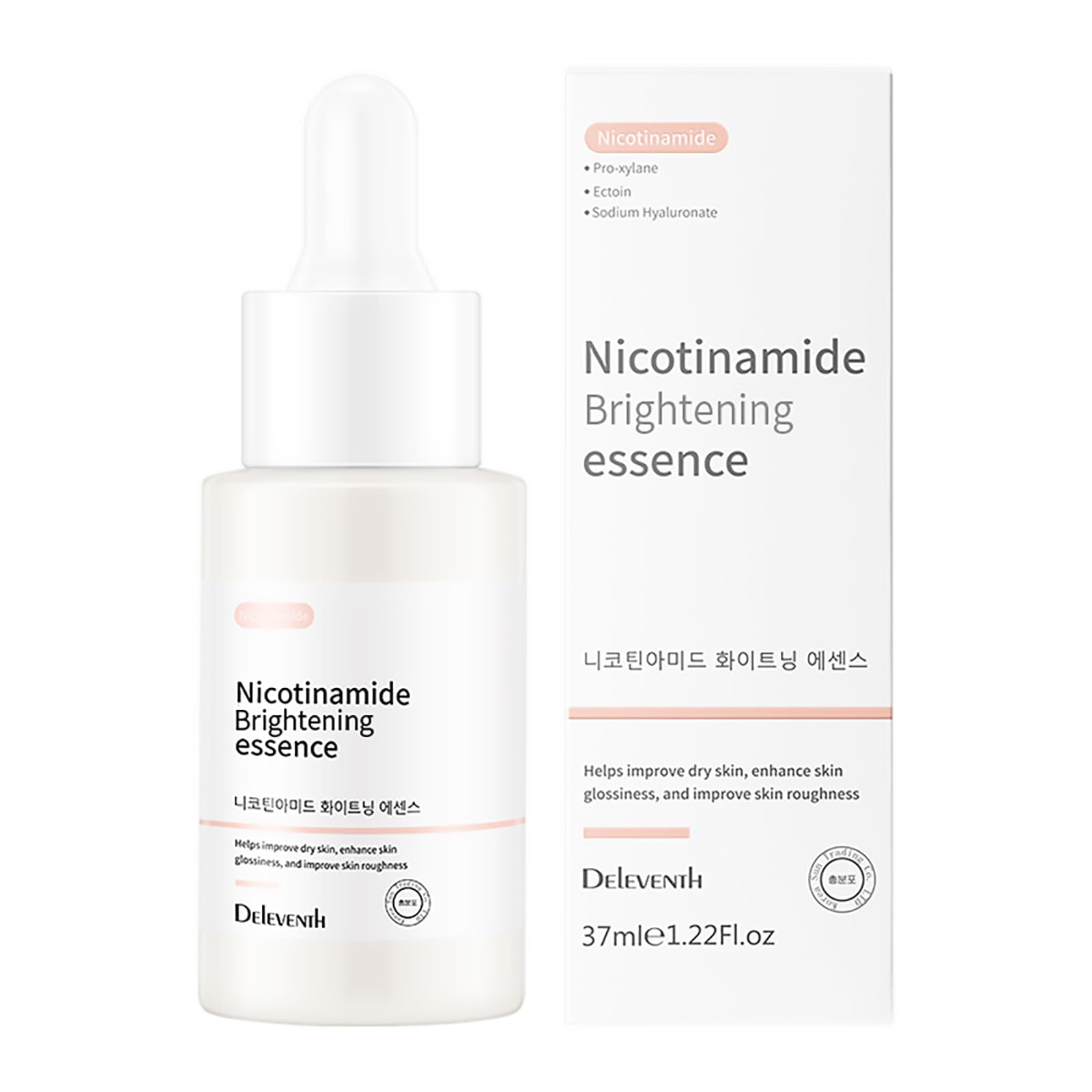 DEleventh Korean Brand Niacinamide Face Serum 37ml / with Pro-Xilane & Ectoin, Anti-wrinkle, Brighten and Hydrate, Reduce Pores, Fine Lines, Smooth Skin, and Boost Elasticity for a Radiant Complexion