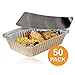 Fit Meal Prep 50 Pack 2.25 lb Aluminum Foil Pans with Lids, Disposable Take Out Food Containers with lids for Freshness and Spill Proof, 8.5 x 6 x 2 Disposable Cookware for Catering, Restaurants