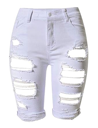 white distressed shorts