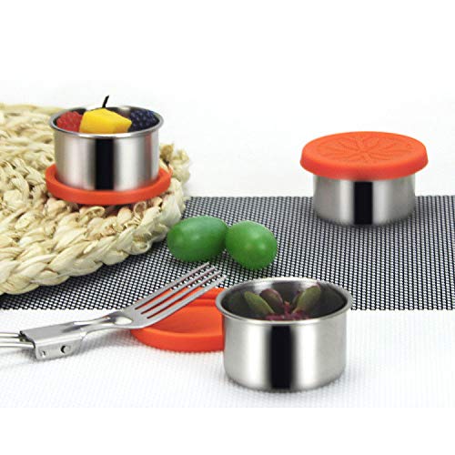 ShineMe Condiment Containers with Leak Proof Silicone Lids Stainless