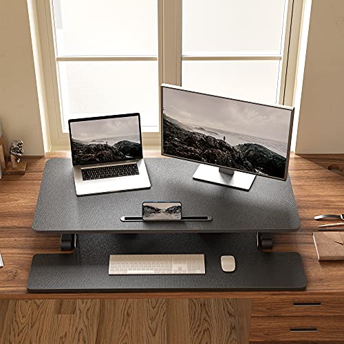 FEZIBO Standing Desk Converter, 36 Inch Height Adjustable Desk Riser