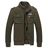 H.T.Niao Jacket8201C1 Men 's Fashion Slim Collar Jackets(Army Green,Size XL)