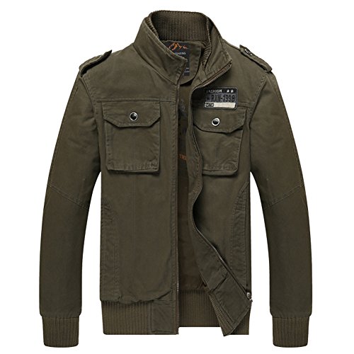 H.T.Niao Jacket8201C1 Men 's Fashion Slim Collar Jackets(Army Green,Size XL)