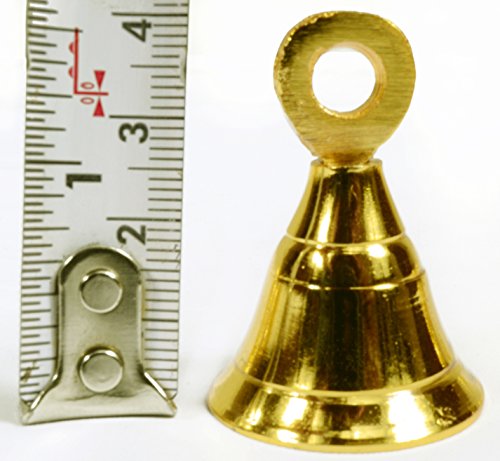Lot of 6 Pcs Gold Plated Brass Door Home Décor Indian Bells 1.6" Ht 1.2"Dia