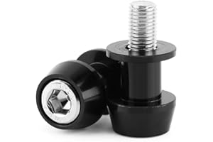 Aramox Motorcycle Swing Arm Spools Sliders, 8mm/10mm Pair of CNC Aluminium Alloy Swingarm Stand Screws Swing Arm Bobbins, Silver Red Blue Gold Green Black Optional (8MM-Black)