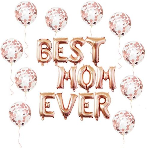 Sharlity Mother’s Day Balloons - 16" Letter Balloons with 10 Pack 12" Confetti Balloons for Mother’s Day Birthday Party Decorations (MOM)