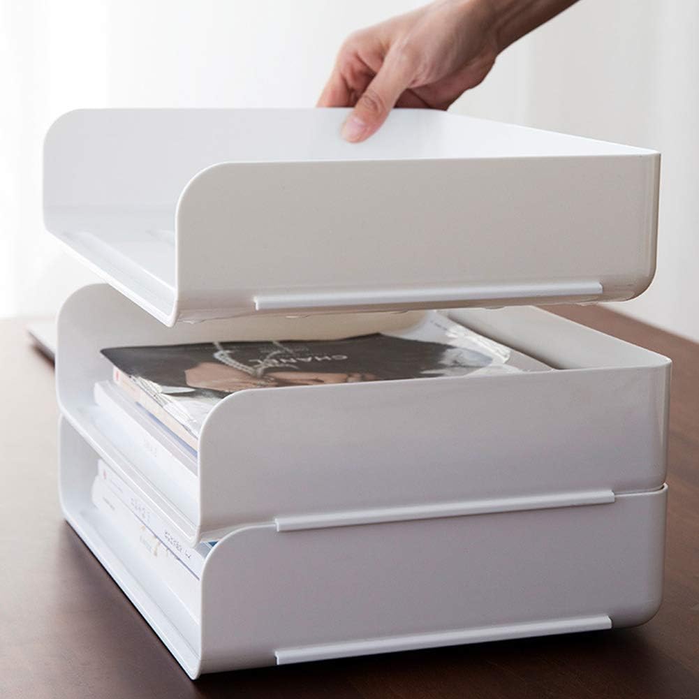 Afittel0 Stacking Letter Tray,Document Tray Desktop Organizer,Stackable