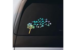 BARGAIN MAX DECALS Dandelion Flying Sticker Vinyl Decal Notebook Car Window Laptop 8" x 5.5" | Holographic |