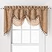 GoodGram Ultra Elegant Clipped Jacquard Georgette Fringed Window Valance with an Attached Sheer Swag Assorted Colors (Gold)