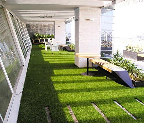 8' x 12' Premium Artificial Grass Indoor/Outdoor Synthetic Turf Rubber Backed With Drainage Holes, 4-Toned Blades